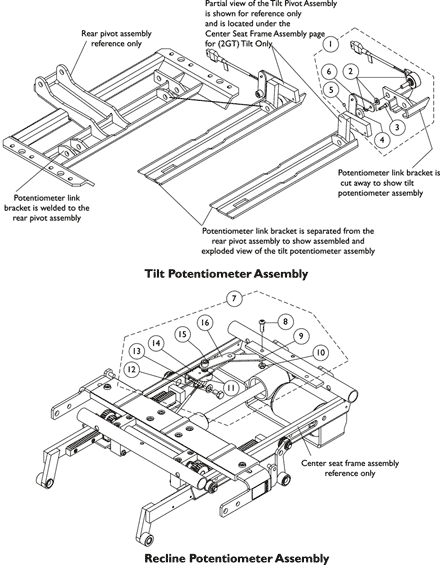 Tilt/Recline Potentiometers and Hardware