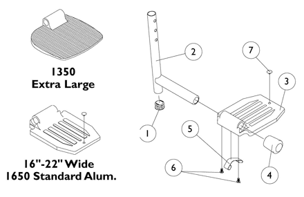 Pivot/Slide Tube and 1650, 1350 Aluminum Footplates