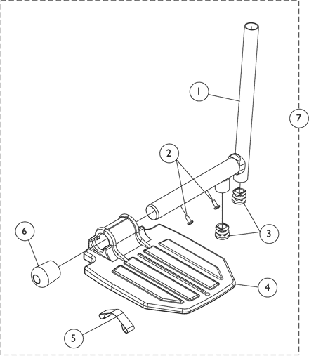 Front Rigging - Pivot Slide Tube w/ Footplate (Legrest PH904A)