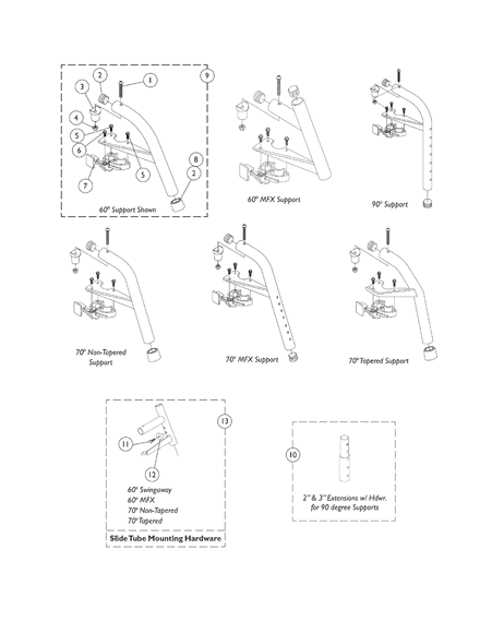 Footrest Support Assemblies