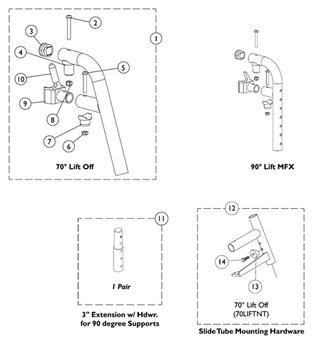 Lift Off Footrest Support Assemblies