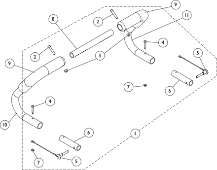 Stroller Handle - Non-Adjustable Rigidizing (1483)