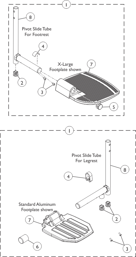 Front Rigging - Pivot Slide Tube with Footplate