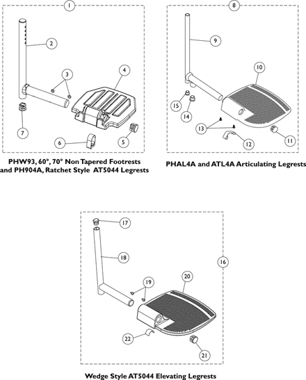 Footplate and Pivot Tube - A1564 Extra Large Aluminum