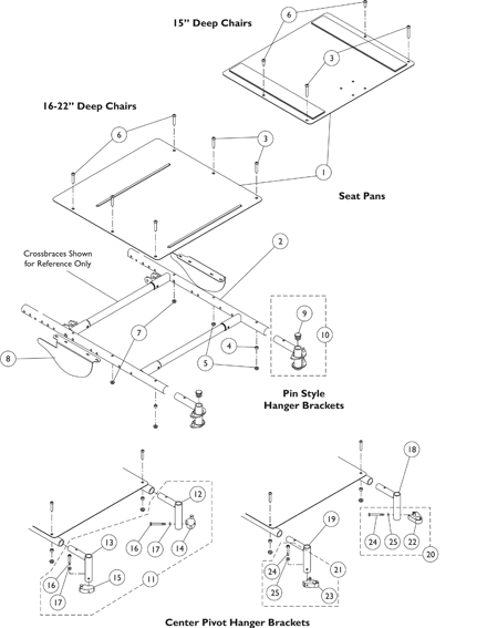 Seat Pan, Seat Rails, Shrouds, and Hanger Brackets