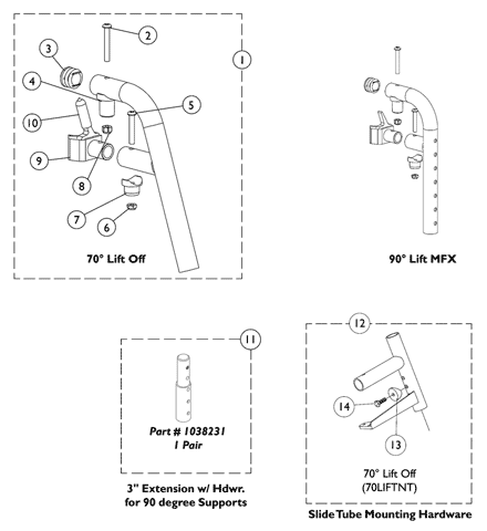 Lift Off Footrest Support Assemblies