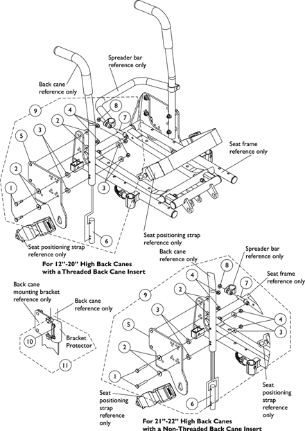 Back Canes and Spreader Bar Mounting Hardware (12