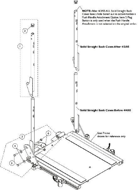 Solid Straight Back Canes w/o Push Handles and Mounting Hardware