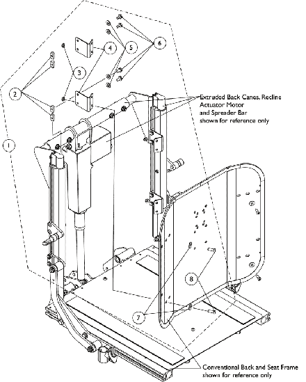 Back, Mounting Hardware, Conventional Recline & Tilt/Recline