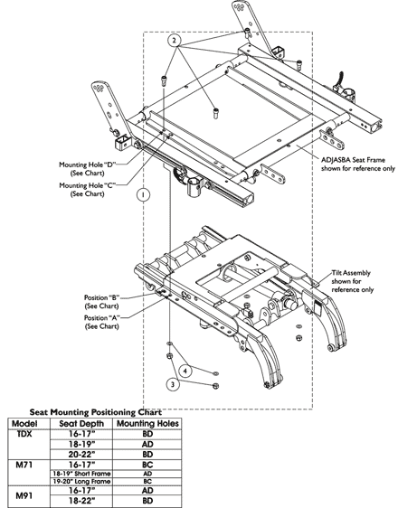 Frame, ADJASBA Seat Mounting Hardware