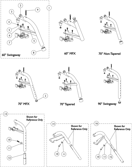 Swingaway Footrest Support Assemblies