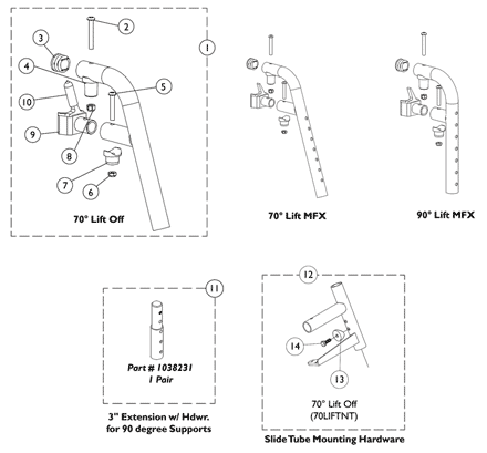 Lift Off Footrest Support Assemblies