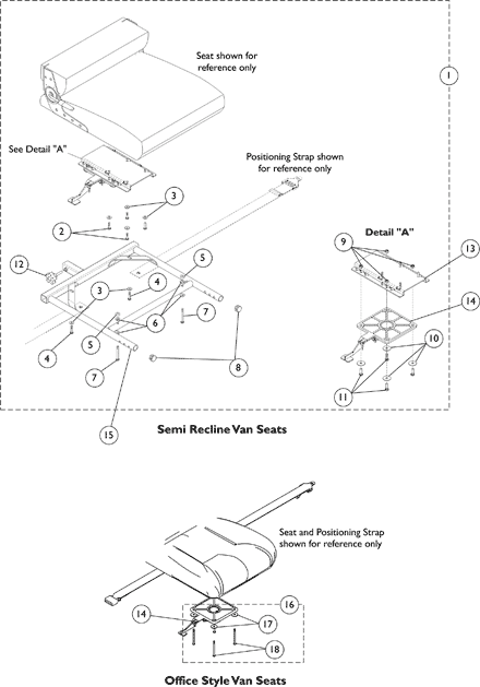 Van Seat Frame and Mounting Hardware