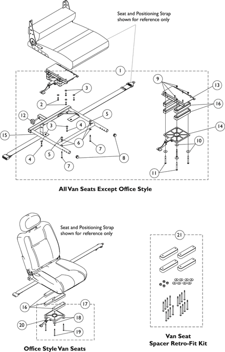 Van Seat Frame and Mounting Hardware