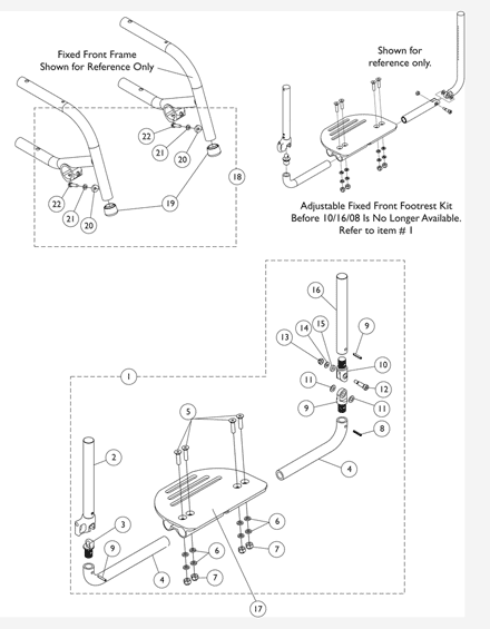 Front Rigging - Footrest, Fixed Front