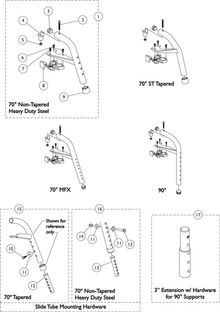 Footrest Support Assemblies