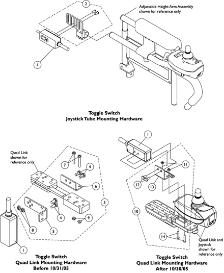 ESC Elevating Seat Control Toggle Switch and Mounting Hardware