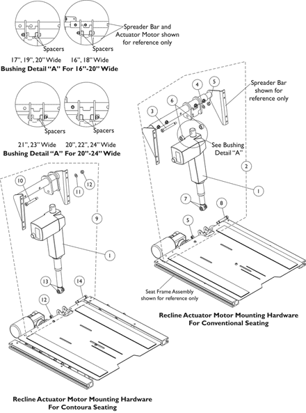 Recline Actuator Motor and Mounting Hardware