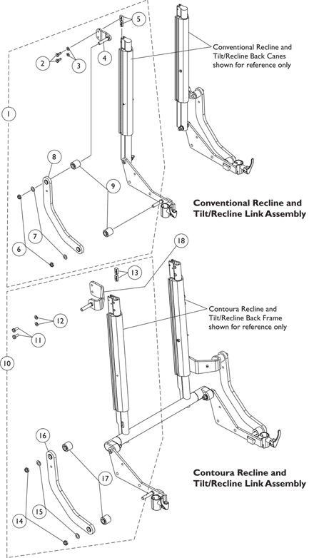 Back Recline Shear Link Assemblies