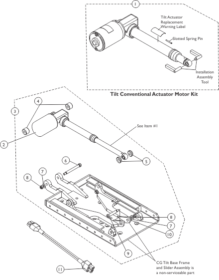 Tilt Conventional Actuator Motor and Mounting Hardware