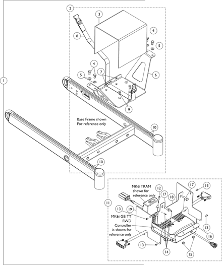 Vent Battery Tray, MK6i GB TT RWD Controller & MK6i TRAM  Mtg. Hdwr.