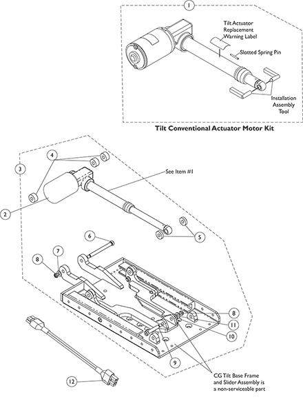 Tilt Conventional Actuator Motor and Mounting Hardware