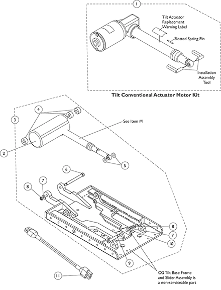 Tilt Conventional Actuator Motor and Mounting Hardware