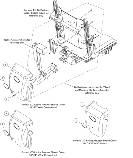 Shroud Covers, Recline Actuator