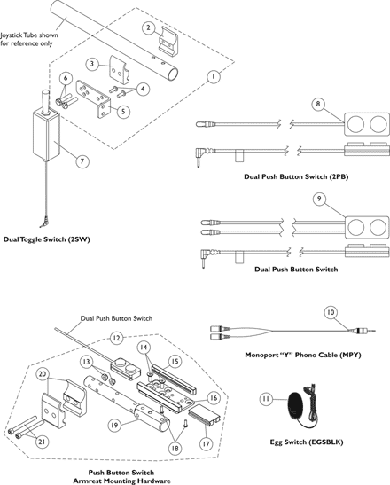 Dual Push Button Switch, Dual Toggle Switch (2SW) & Monoport 