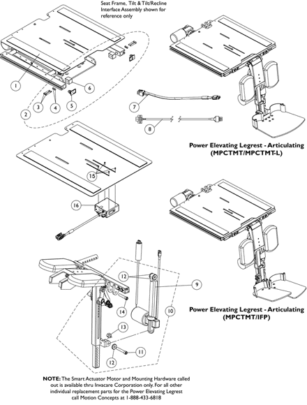 Power Elevating Legrest - Articulating (MPCTMT/MPCTMT-L)