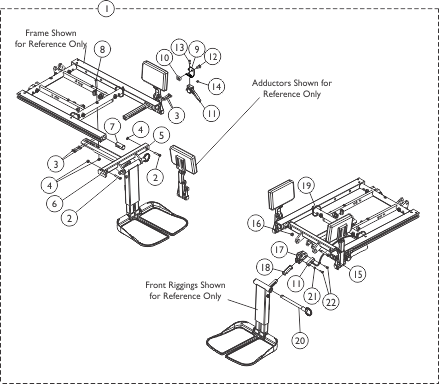 Adductor Mounting Hardware - Center Mount Front Riggings - Long