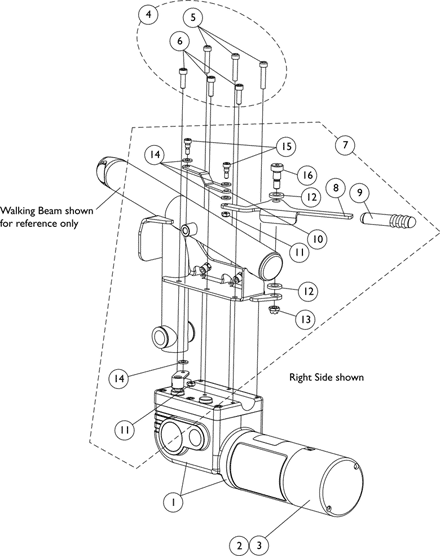 Motor, 2-Pole, Gearbox and Mounting Hardware