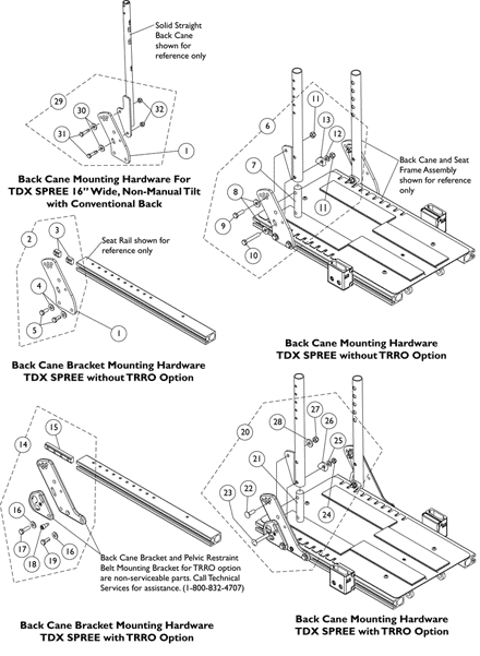 Back Cane Attaching Hardware