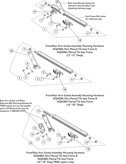 Front/Rear Arm Socket Assembly and Hardware