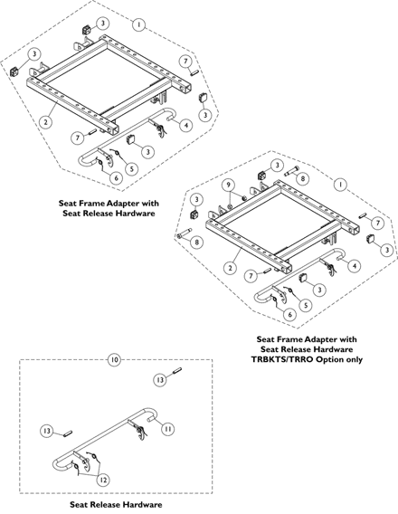 Seat Release Hardware and Adapter Frame