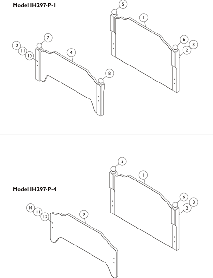 Bedend Assembly - Low Post (Models IH297-P-1 and IH297-P-4)