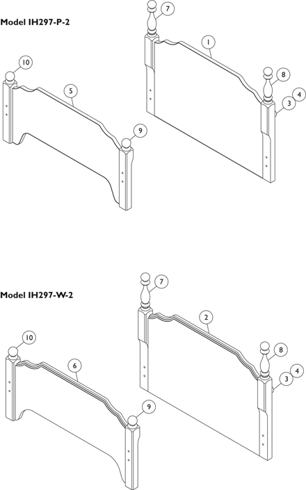 Bedend Assembly - Medium Post Headboard/Low Post Footboard (Models IH297-P-2 and