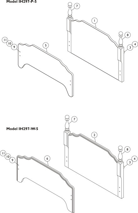 Bedend Assembly - Medium Post Headboard (Models IH297-P-5 and IH297-W-5)