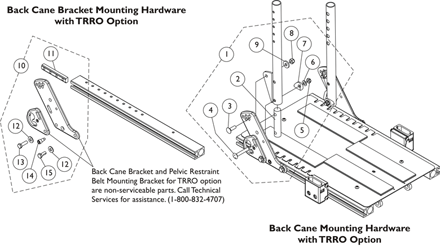 Back Cane Attaching Hrdwr, ADJASBA Seats with TRRO Option (12-16