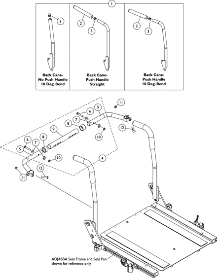 Back Canes and Spreader Bars, ADJASBA Seats (16-24