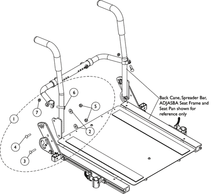 Back Cane Attaching Hardware, ADJASBA Seats with TRRO Option (16-22