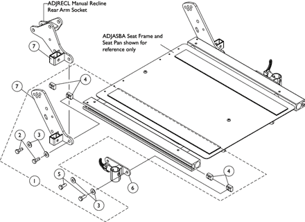 Front/Rear Arm Socket Assembly and Hardware ADJASBA/ADJRECL Seats (16-24