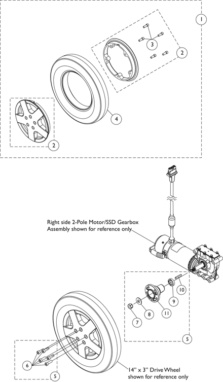 Wheels, Drive Wheels and Mounting Hardware (14