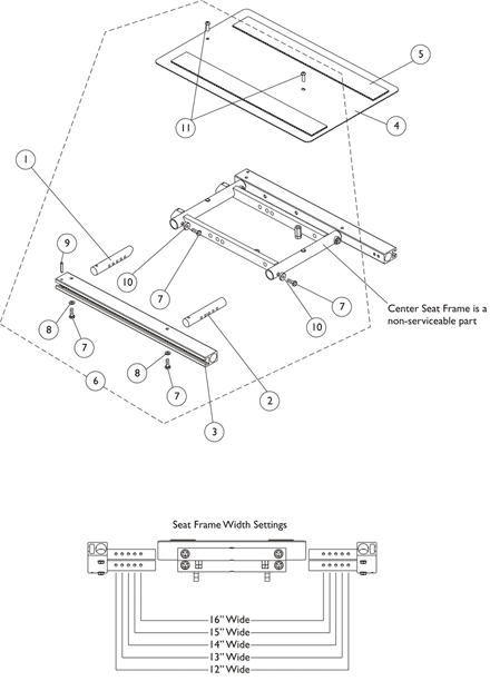 Seat Frame and Seat Pan w/ Hardware