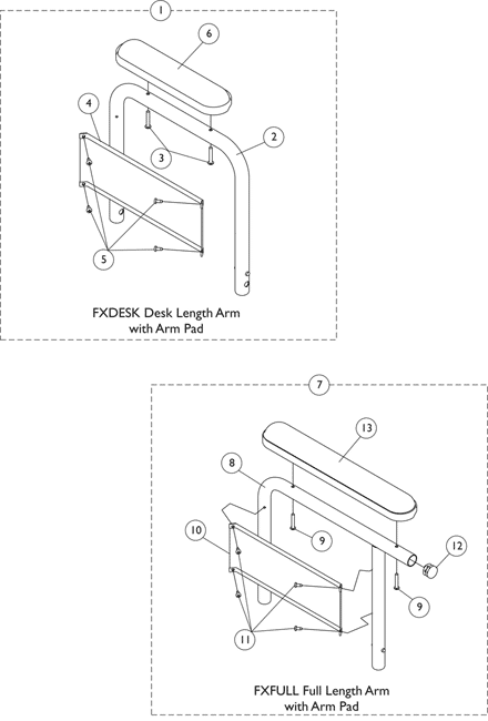 Arms - Fixed Height - Non-Flip Back