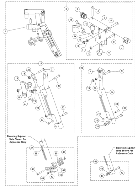 Front Riggings - Legrest Support Assembly - Lift Off - AT5044LIFT