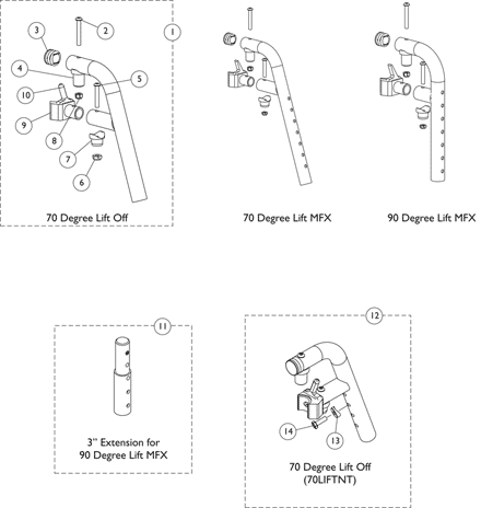 Lift Off Footrest Support Assemblies