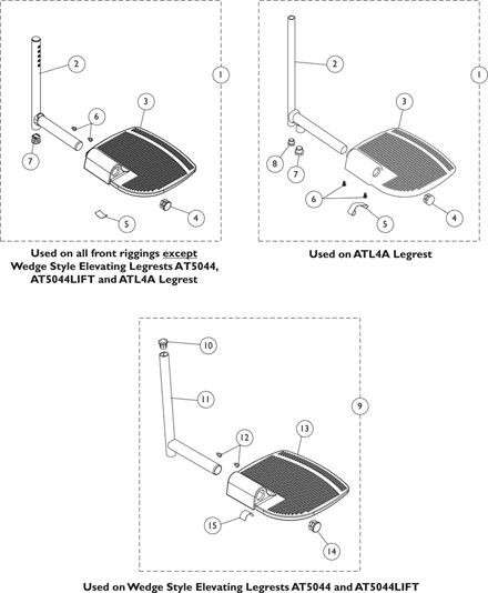 Footplate, Pivot/Slide Tube and Hardware - A1564 Extra Large Aluminum