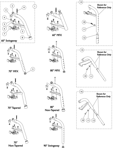 Swingaway Footrest Support Assemblies