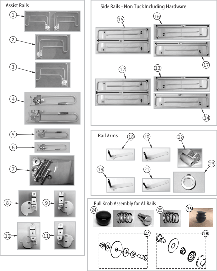 Side Rail Parts - BA1180, BA2180, BA3180